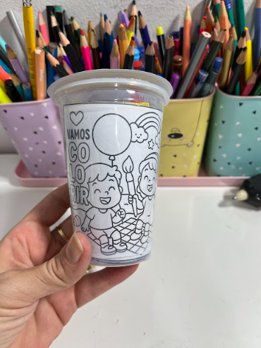 DIA DAS CRIANÇAS - LEMBRANCINHAS NO COPO COM DESENHOS PARA COLORIR