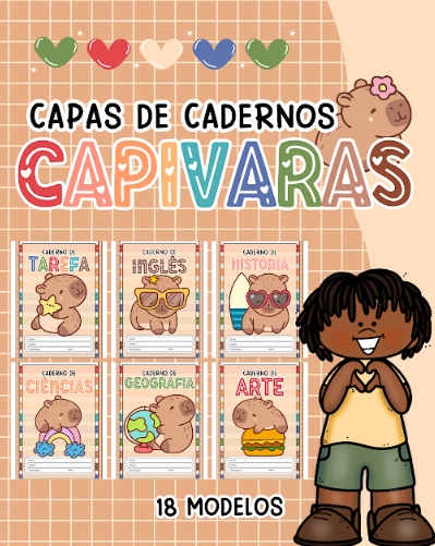 CAPAS PARA CADERNOS - CAPIVARAS - Imagem 2