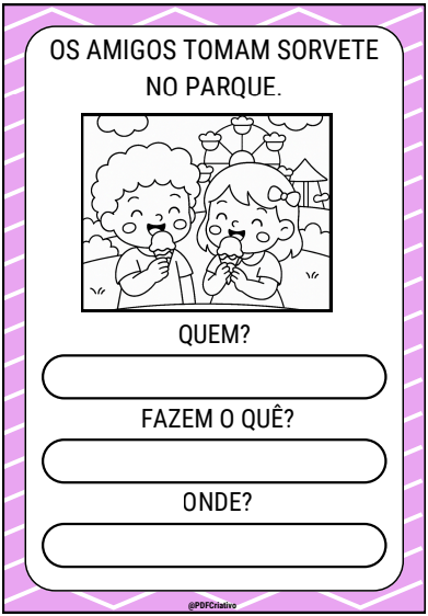 64 FICHAS DE INTERPRETAÇÃO DE FRASES COM DESENHOS PARA COLORIR - Imagem 2