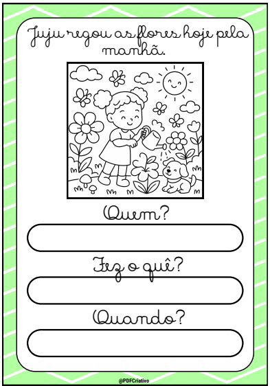 64 FICHAS DE INTERPRETAÇÃO DE FRASES COM DESENHOS PARA COLORIR - Imagem 4