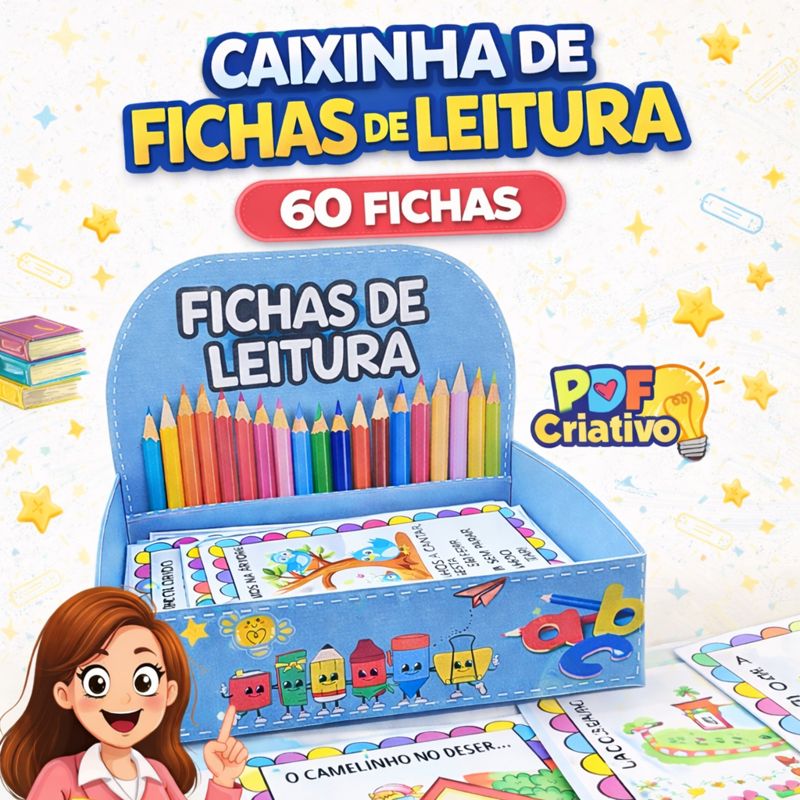 CAIXINHA COM 60 FICHAS DE LEITURA