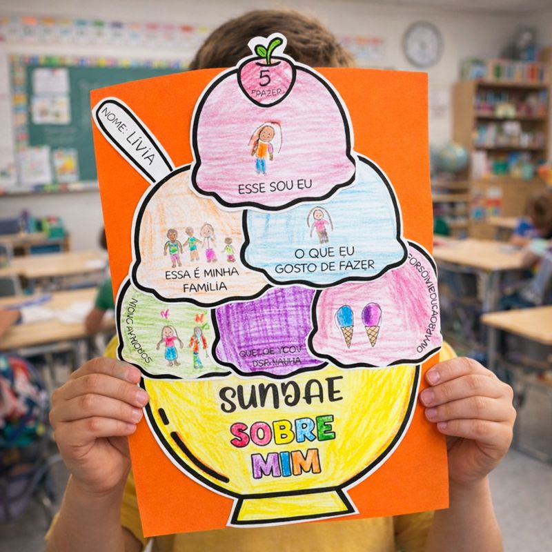 ATIVIDADE VOLTA ÀS AULAS - SUNDAE SOBRE MIM